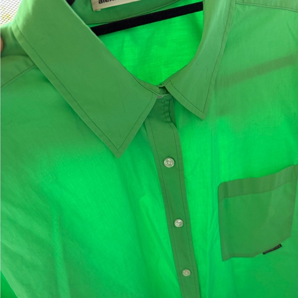 T by Alexander Wang Boyfriend Button Up Shirt Bright Green Poplin Oversized - Picture 8 of 11